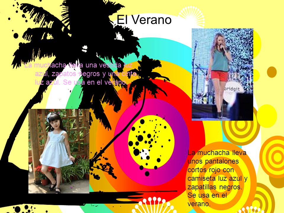 El Verano El Verano. La muchacha lleva una vestida luz azul, zapatos negros y una cinta luz azul. Se usa en el verano.