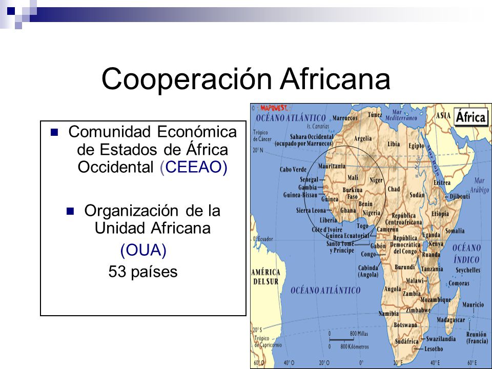 Cooperación Africana Comunidad Económica de Estados de África Occidental (CEEAO) Organización de la Unidad Africana.