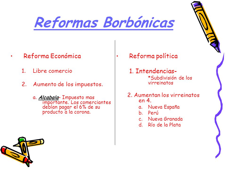 Reformas Borbónicas Reforma Económica Reforma política