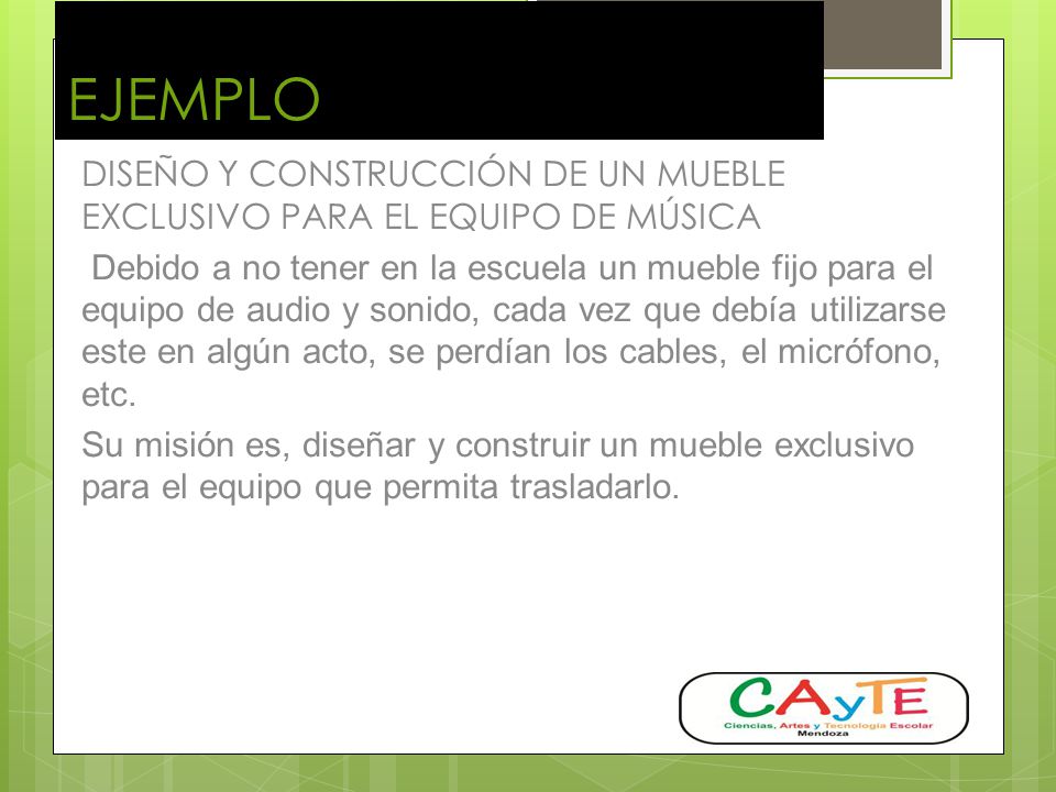 EJEMPLO DISEÑO Y CONSTRUCCIÓN DE UN MUEBLE EXCLUSIVO PARA EL EQUIPO DE MÚSICA.