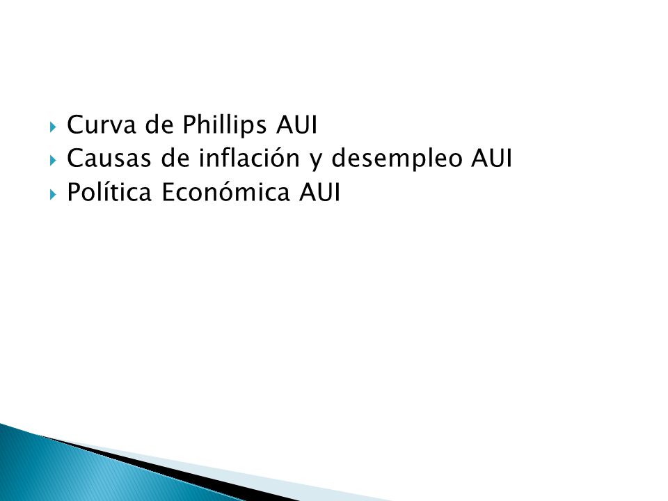 Curva de Phillips AUI Causas de inflación y desempleo AUI Política Económica AUI