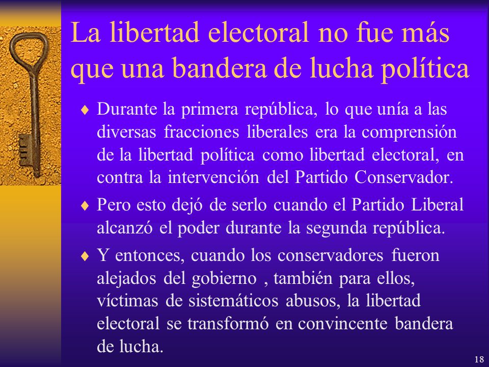La libertad electoral no fue más que una bandera de lucha política
