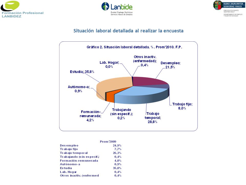 Situación laboral detallada al realizar la encuesta