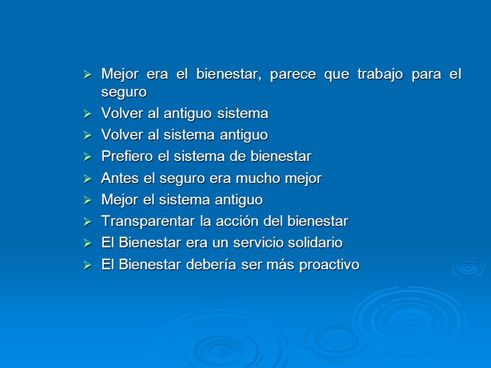 Mejor era el bienestar, parece que trabajo para el seguro
