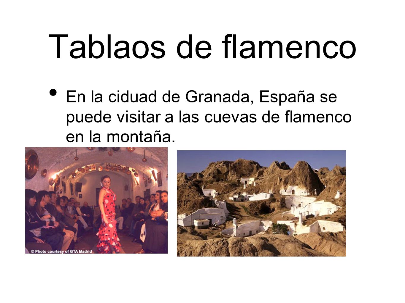 Tablaos de flamenco En la ciduad de Granada, España se puede visitar a las cuevas de flamenco en la montaña.