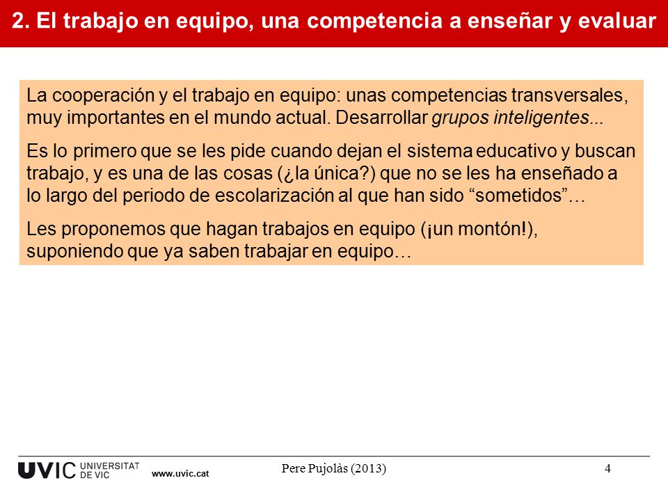 2. El trabajo en equipo, una competencia a enseñar y evaluar