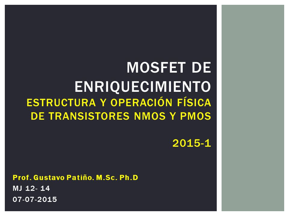 MOSFET de enriquecimiento Estructura y Operación física de transistores nMOS y pMOS