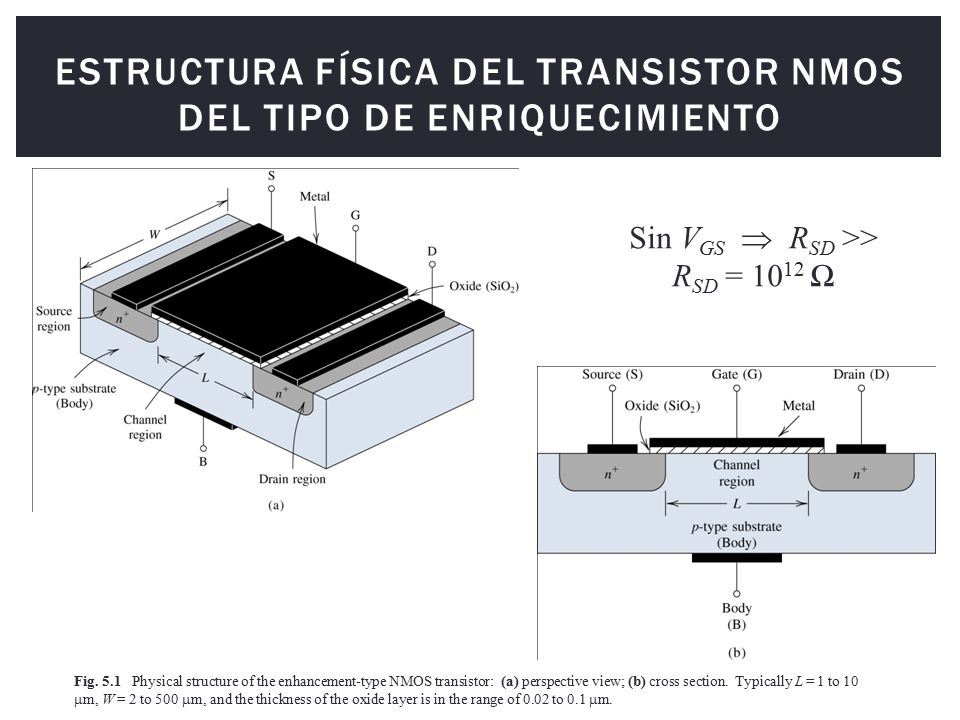 Estructura física del Transistor NMOS del tipo de enriquecimiento
