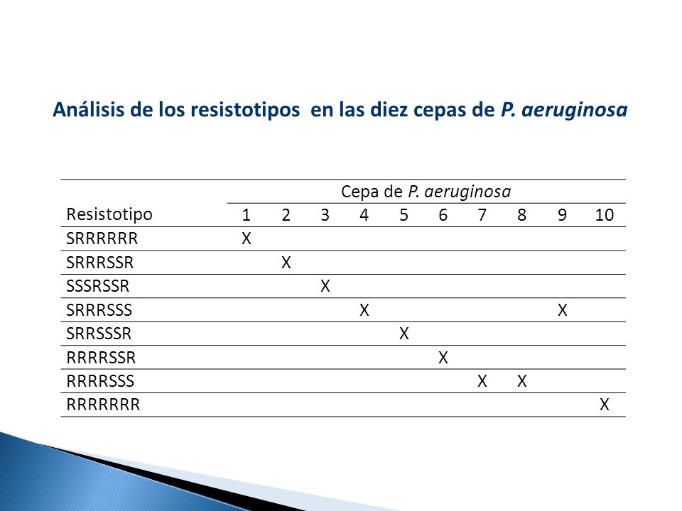 Análisis de los resistotipos en las diez cepas de P. aeruginosa