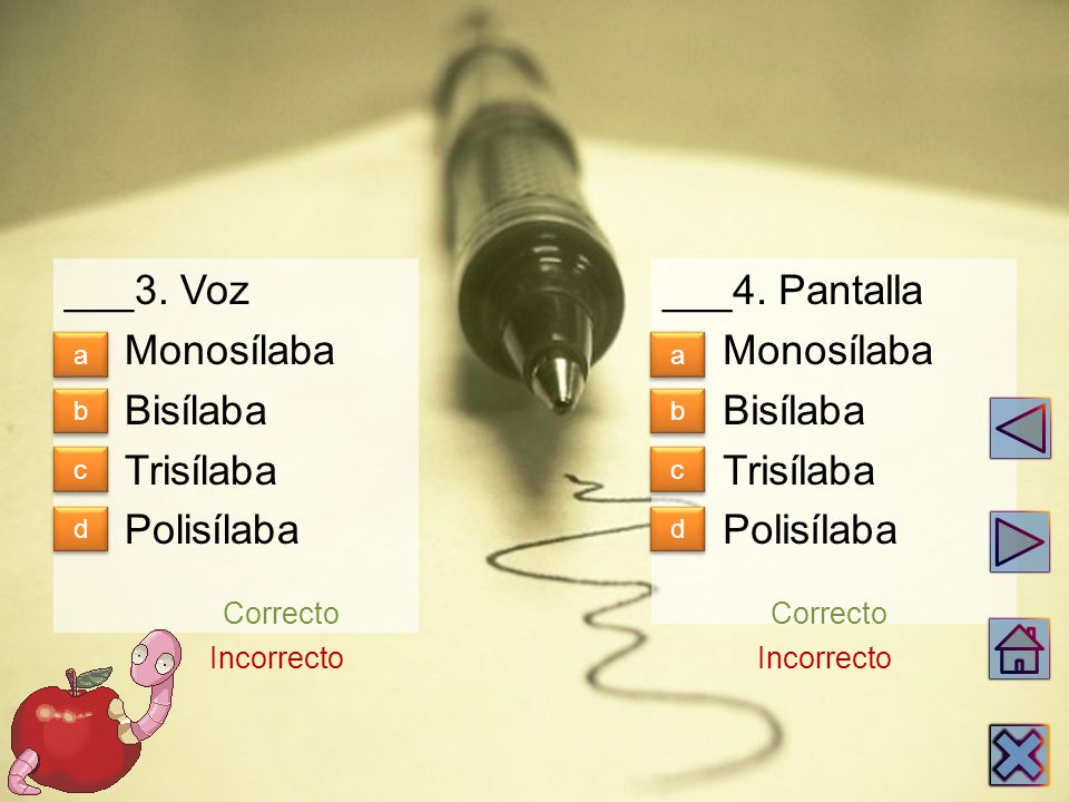 ___3. Voz Monosílaba Bisílaba Trisílaba Polisílaba ___4. Pantalla