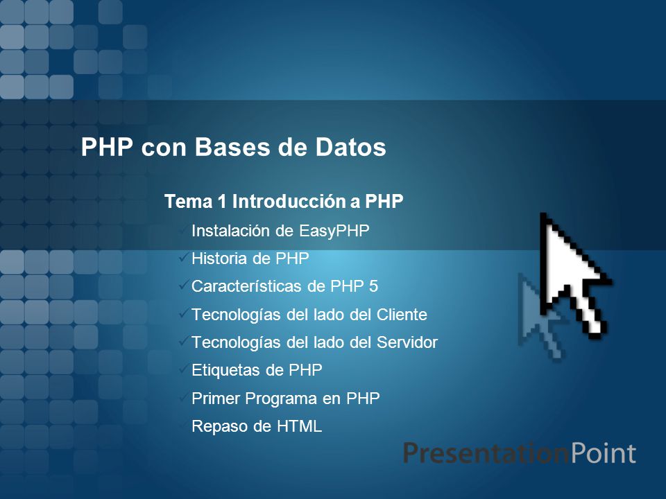 PHP con Bases de Datos Tema 1 Introducción a PHP
