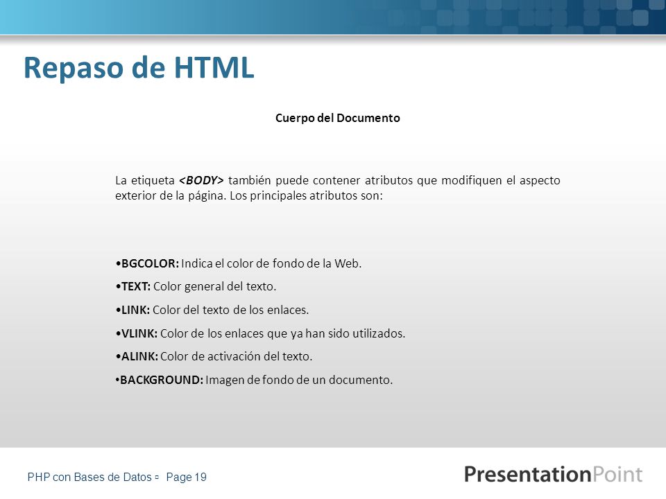 Repaso de HTML Cuerpo del Documento