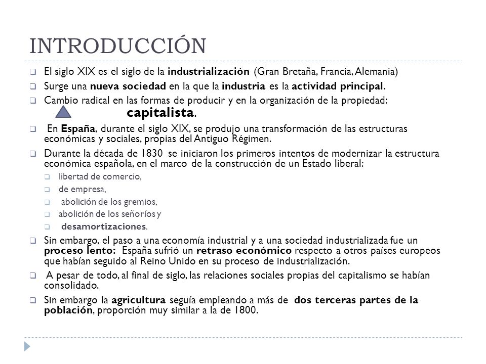 INTRODUCCIÓN El siglo XIX es el siglo de la industrialización (Gran Bretaña, Francia, Alemania)