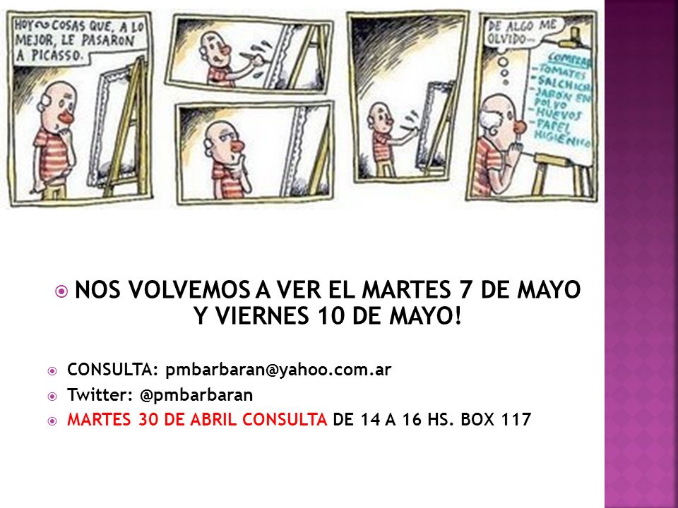 NOS VOLVEMOS A VER EL MARTES 7 DE MAYO Y VIERNES 10 DE MAYO!