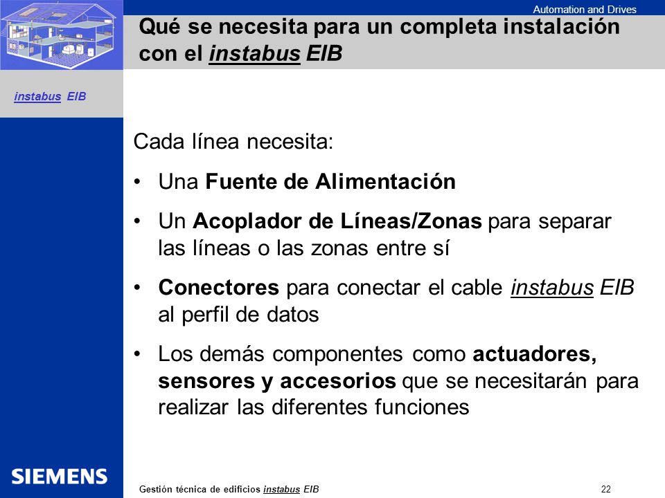 Qué se necesita para un completa instalación con el instabus EIB
