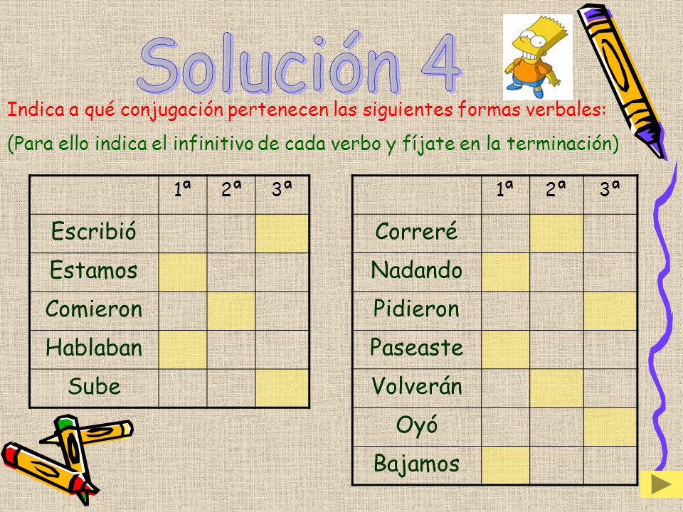 Solución 4 Escribió Estamos Comieron Hablaban Sube Correré Nadando