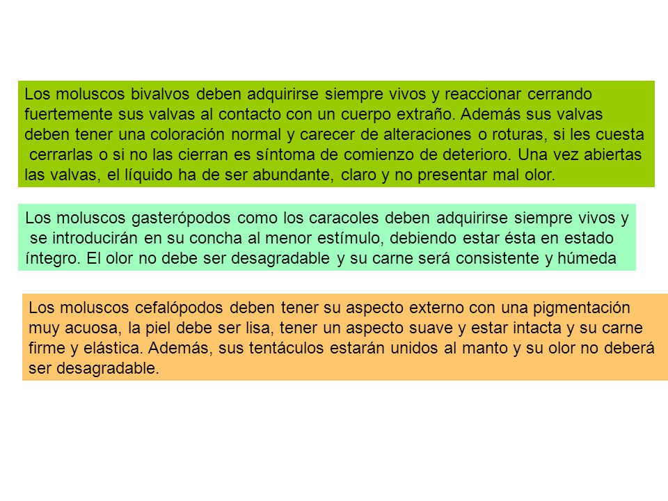 Los moluscos bivalvos deben adquirirse siempre vivos y reaccionar cerrando
