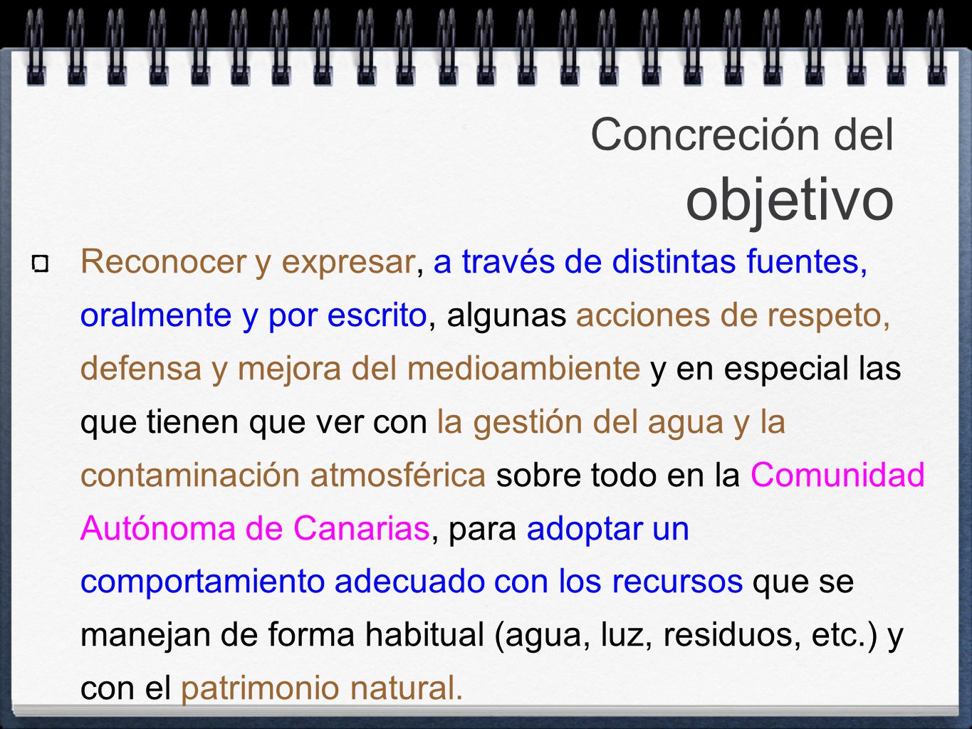 Concreción del objetivo