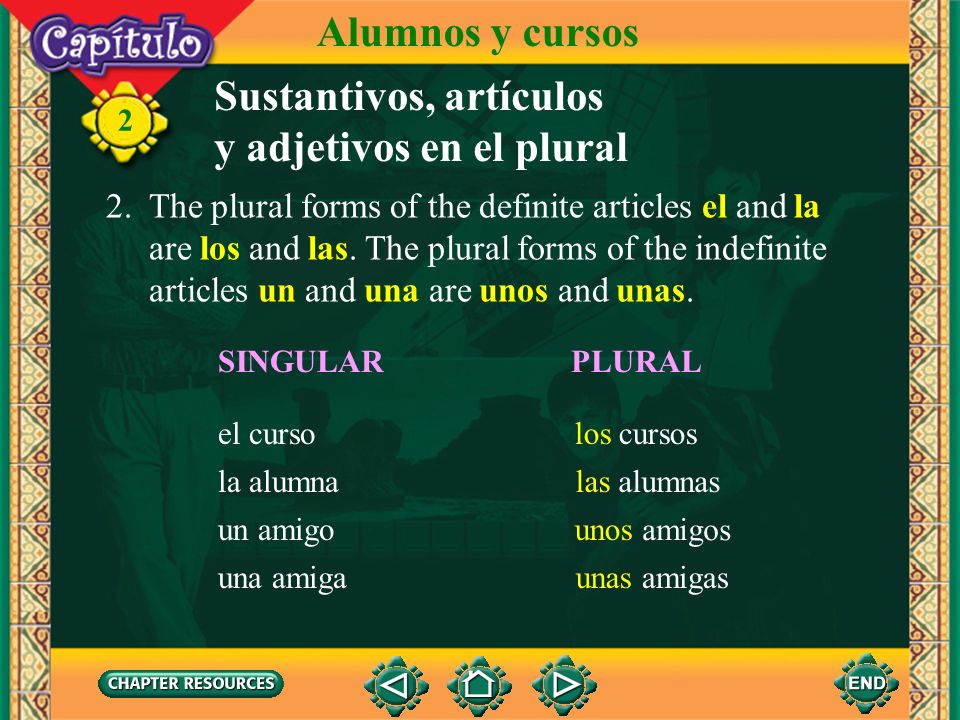 Sustantivos, artículos y adjetivos en el plural