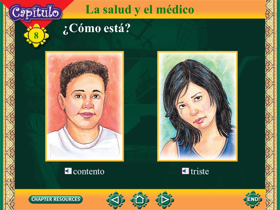 La salud y el médico ¿Cómo está 8 contento triste
