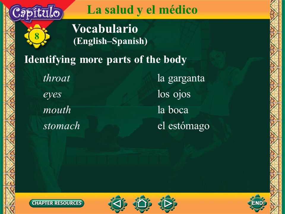 La salud y el médico Vocabulario Identifying more parts of the body