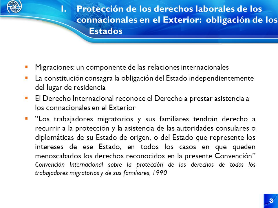 Protección de los derechos laborales de los connacionales en el Exterior: obligación de los
