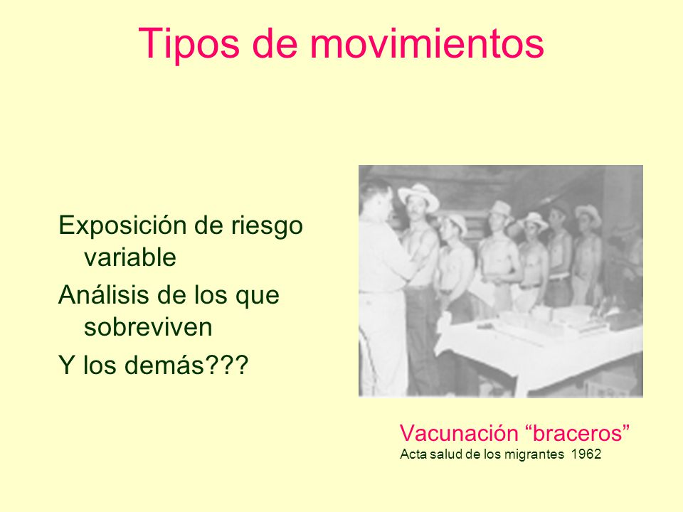 Tipos de movimientos Exposición de riesgo variable