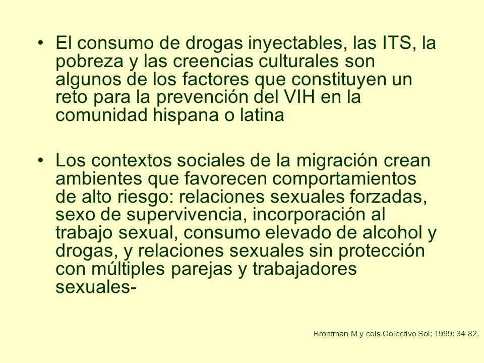 El consumo de drogas inyectables, las ITS, la pobreza y las creencias culturales son algunos de los factores que constituyen un reto para la prevención del VIH en la comunidad hispana o latina