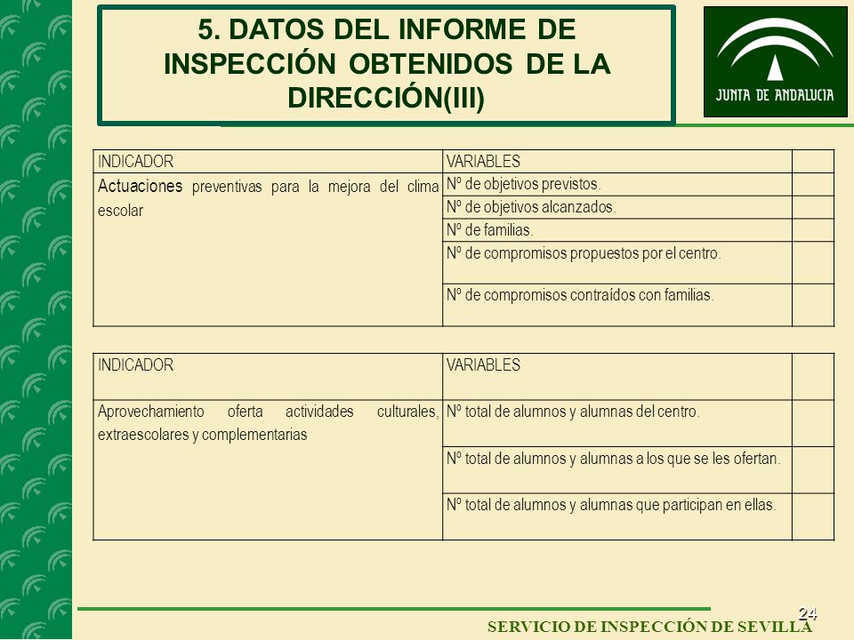 5. DATOS DEL INFORME DE INSPECCIÓN OBTENIDOS DE LA DIRECCIÓN(III)