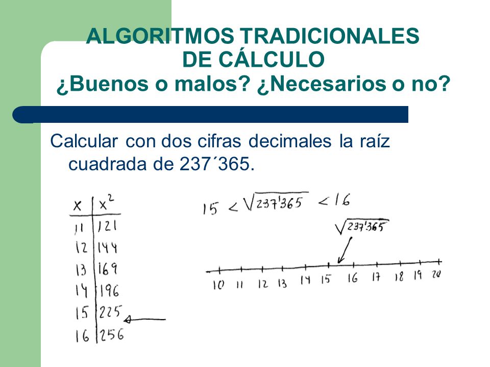 ALGORITMOS TRADICIONALES DE CÁLCULO ¿Buenos o malos ¿Necesarios o no