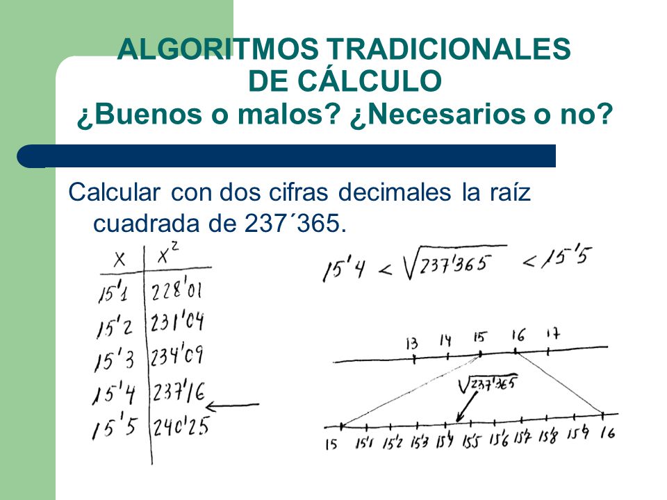 ALGORITMOS TRADICIONALES DE CÁLCULO ¿Buenos o malos ¿Necesarios o no