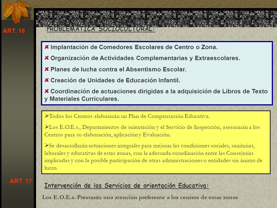 ACTUACIONES INTEGRALES EN LAS ZONAS URBANAS CON ESPECIAL PROBLEMÁTICA SOCIOCULTURAL: