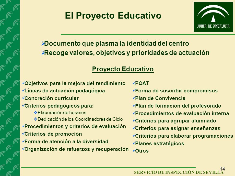 El Proyecto Educativo Documento que plasma la identidad del centro