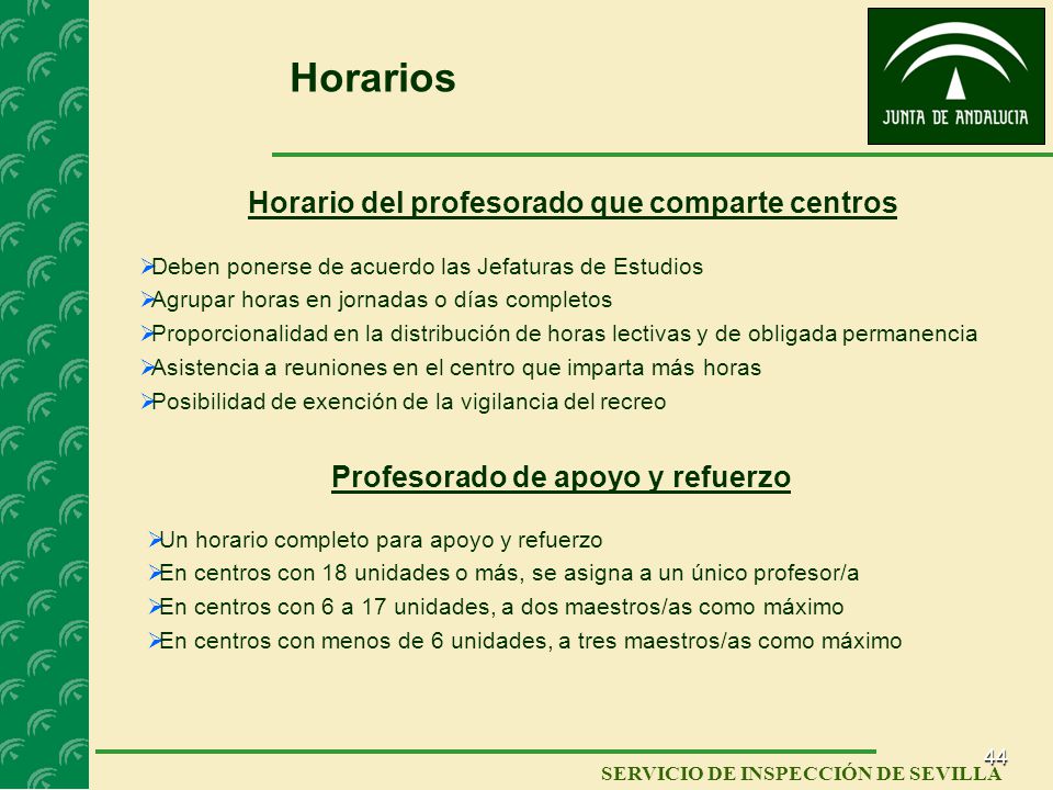 Horarios Horario del profesorado que comparte centros