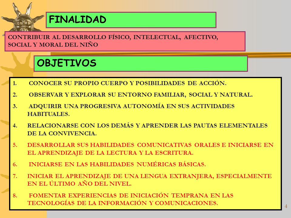 FINALIDAD CONTRIBUIR AL DESARROLLO FÍSICO, INTELECTUAL, AFECTIVO, SOCIAL Y MORAL DEL NIÑO. OBJETIVOS.