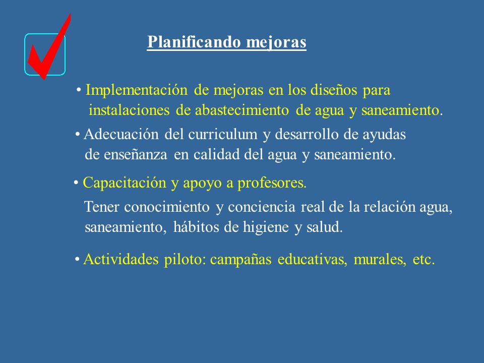 Planificando mejoras Implementación de mejoras en los diseños para