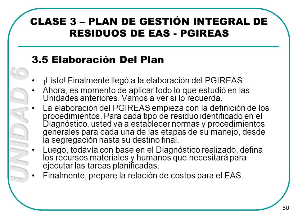CLASE 3 – PLAN DE GESTIÓN INTEGRAL DE RESIDUOS DE EAS - PGIREAS