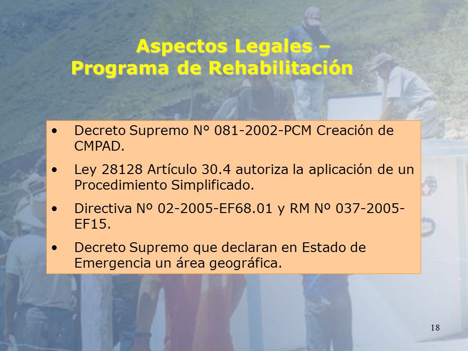 Aspectos Legales – Programa de Rehabilitación