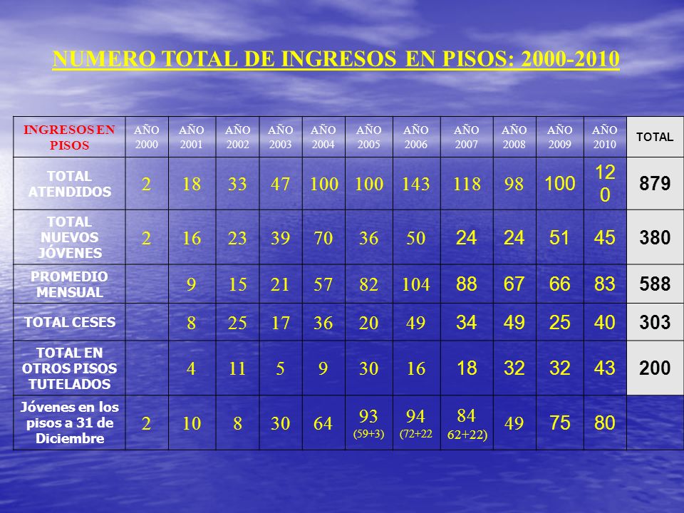 TOTAL EN OTROS PISOS TUTELADOS Jóvenes en los pisos a 31 de Diciembre