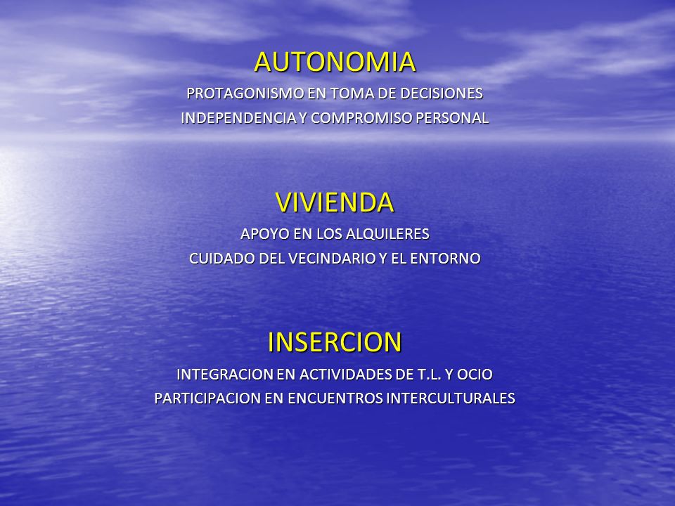 AUTONOMIA VIVIENDA INSERCION PROTAGONISMO EN TOMA DE DECISIONES