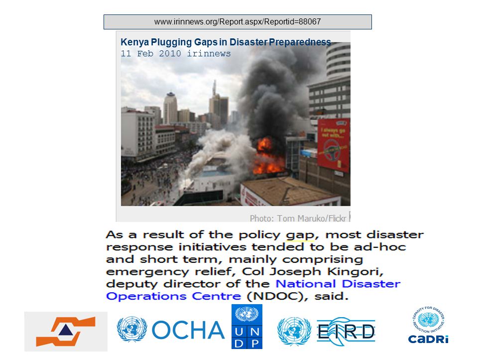 Kenya Plugging Gaps in Disaster Preparedness 11 Feb 2010 irinnews
