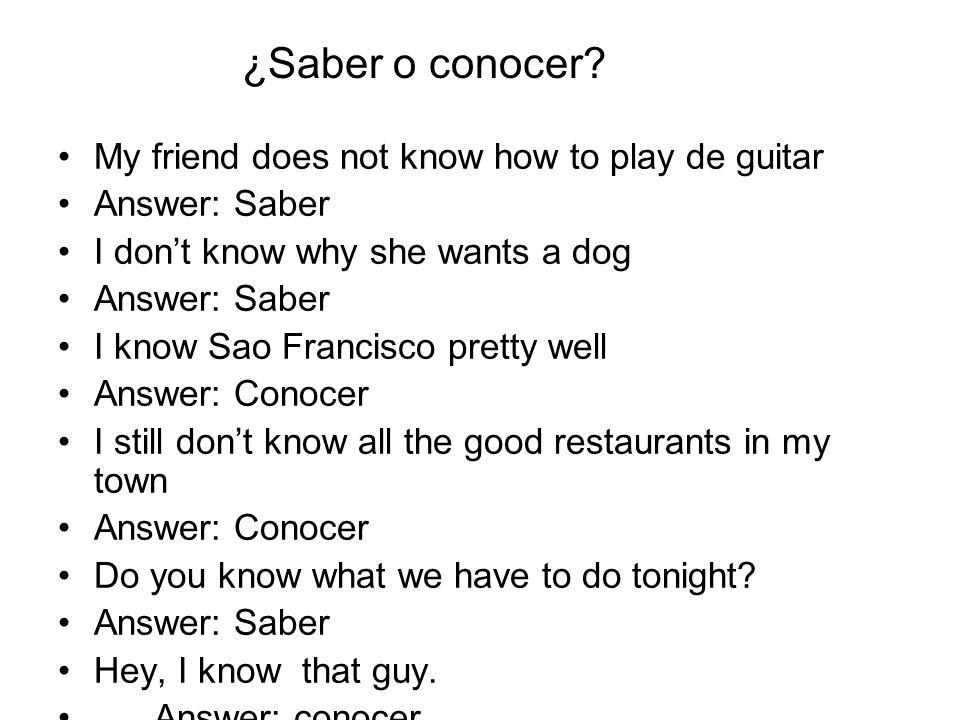 ¿Saber o conocer My friend does not know how to play de guitar