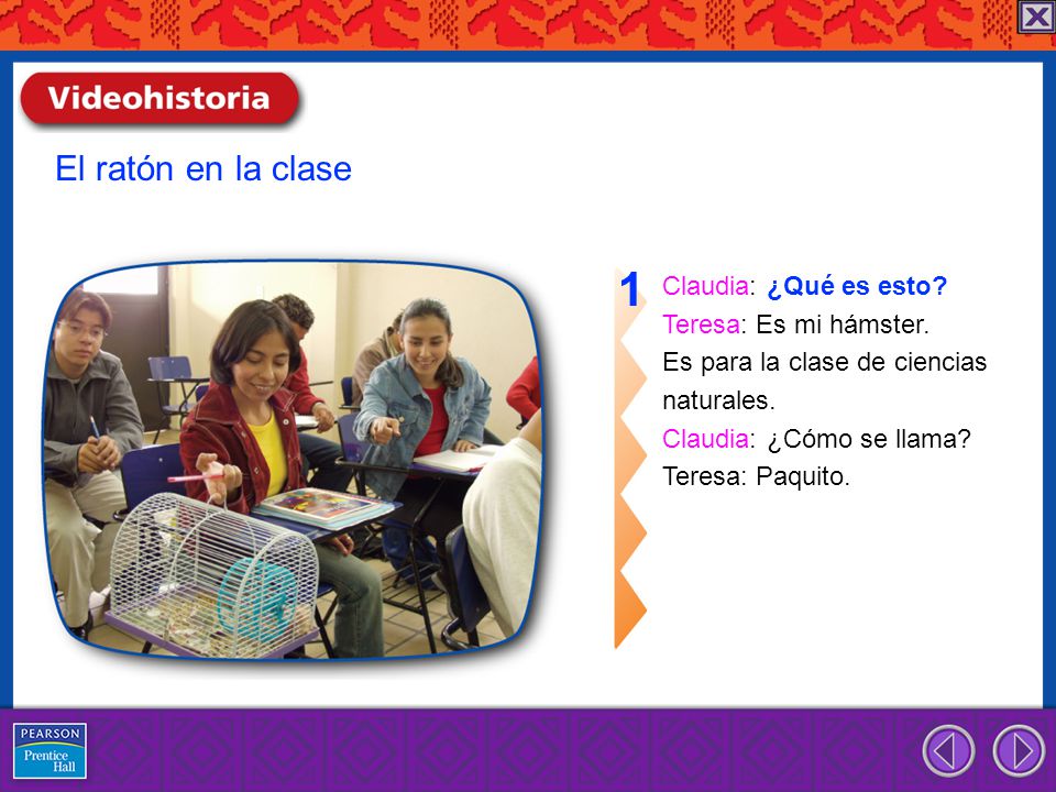 1 El ratón en la clase Claudia: ¿Qué es esto Teresa: Es mi hámster.