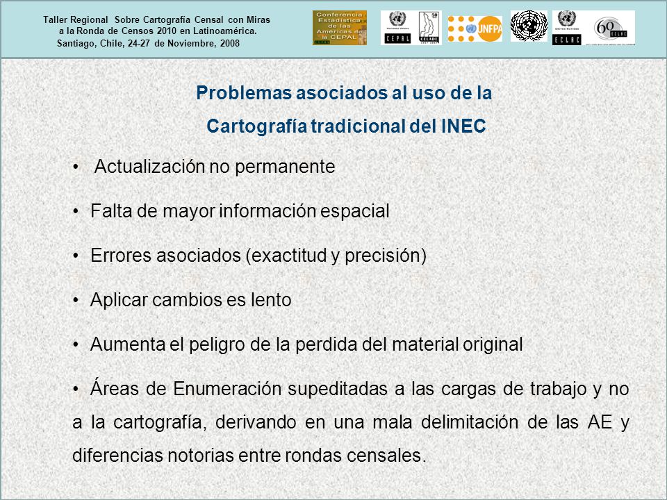 Problemas asociados al uso de la Cartografía tradicional del INEC