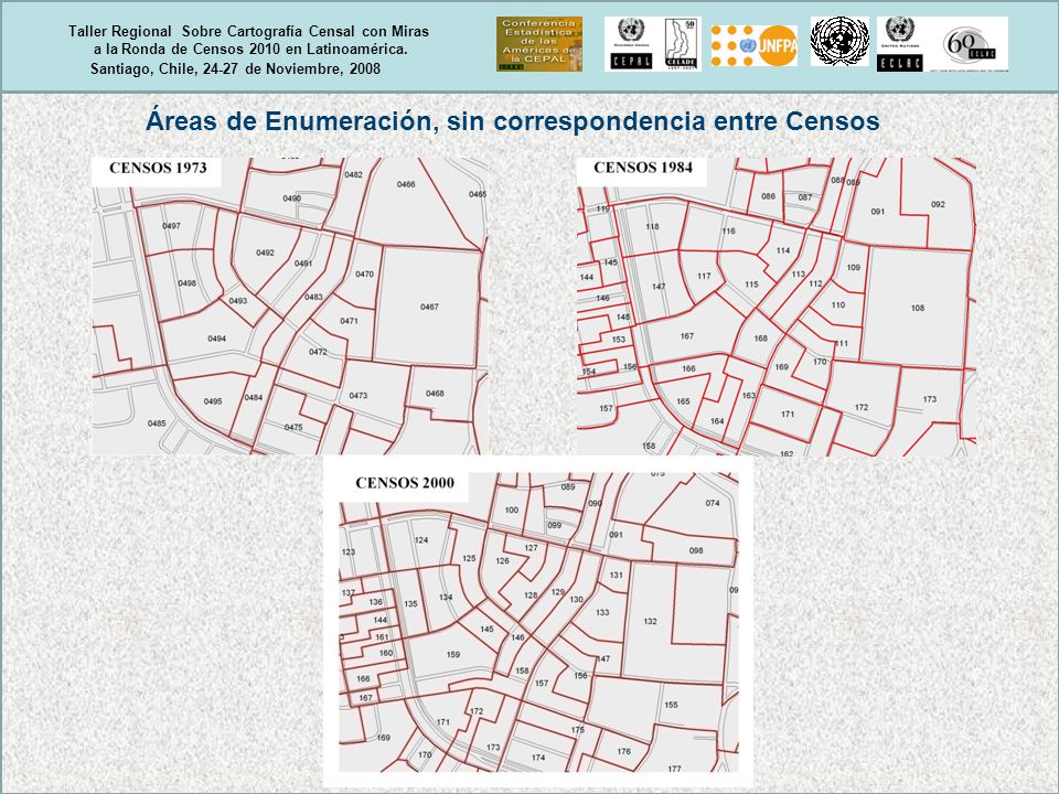 Áreas de Enumeración, sin correspondencia entre Censos