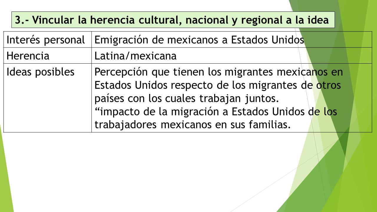 3.- Vincular la herencia cultural, nacional y regional a la idea
