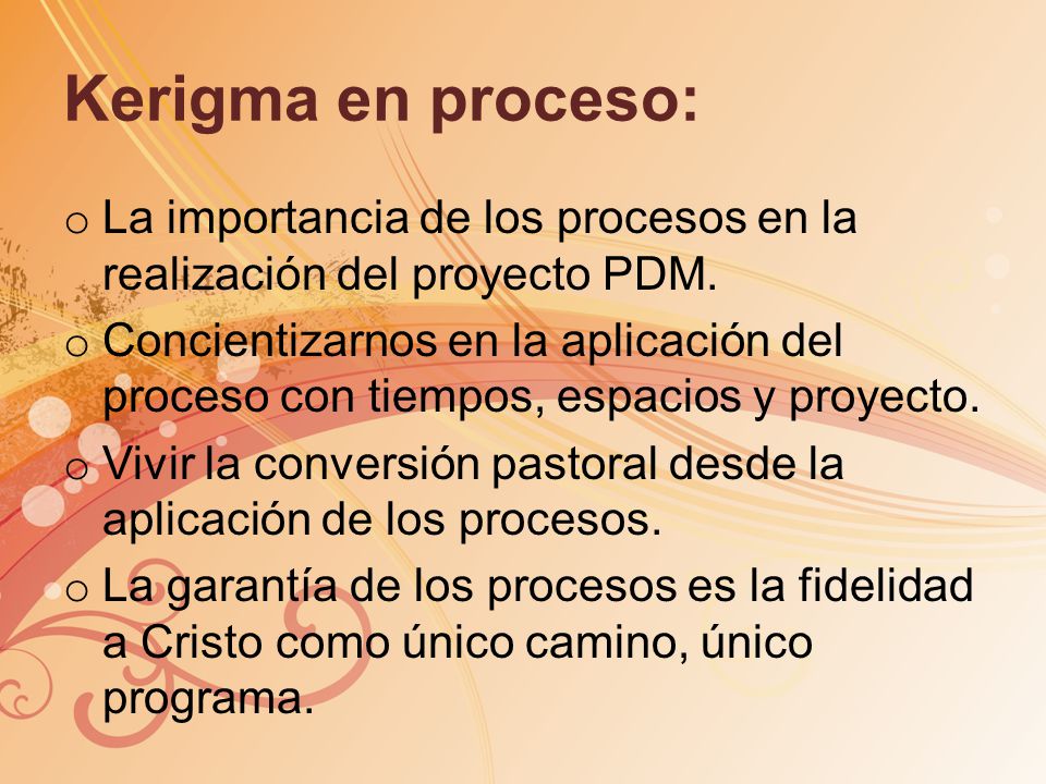 Kerigma en proceso: La importancia de los procesos en la realización del proyecto PDM.
