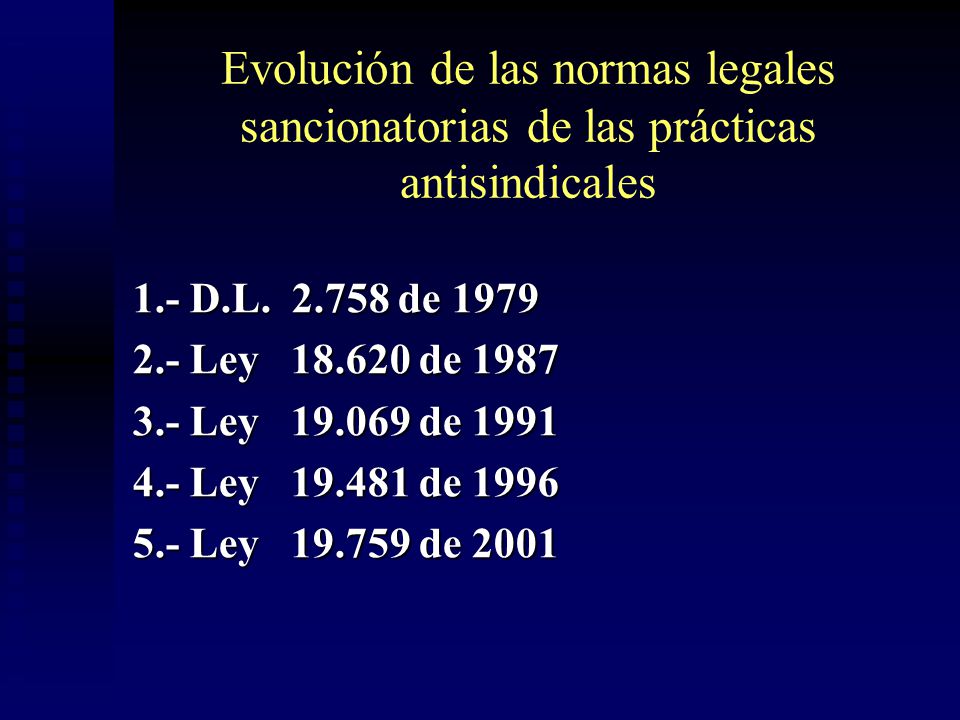 Evolución de las normas legales sancionatorias de las prácticas antisindicales