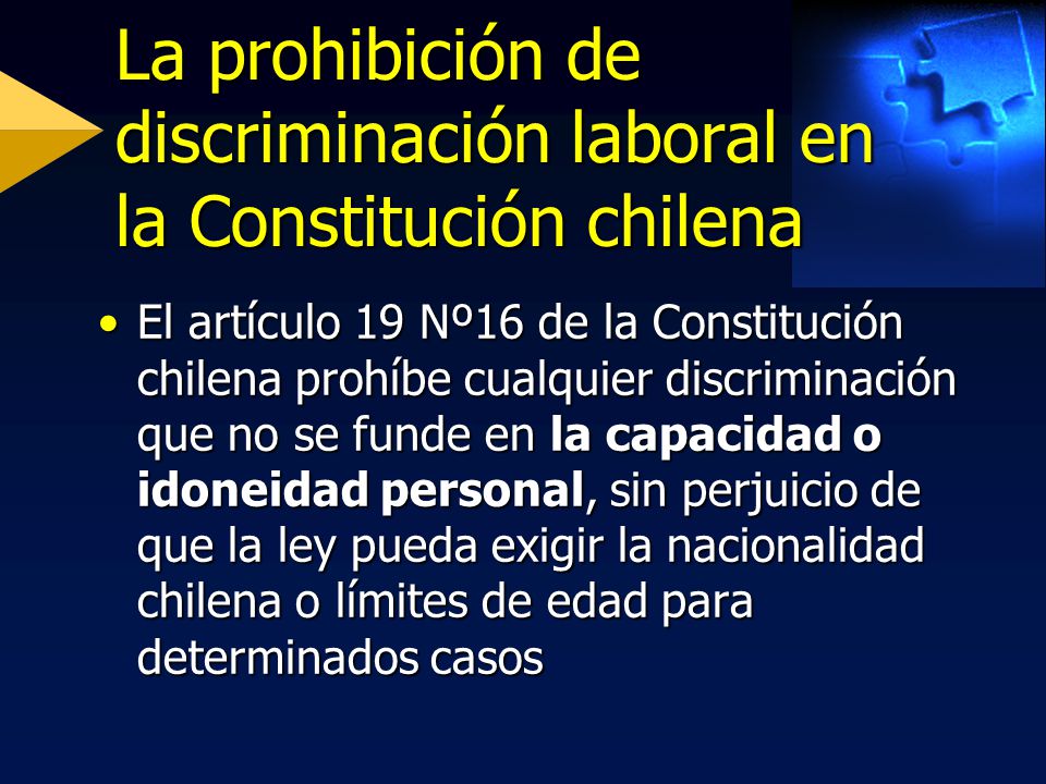 La prohibición de discriminación laboral en la Constitución chilena