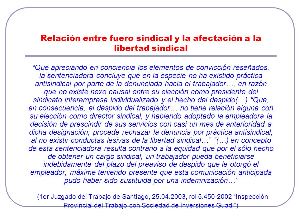 Relación entre fuero sindical y la afectación a la libertad sindical